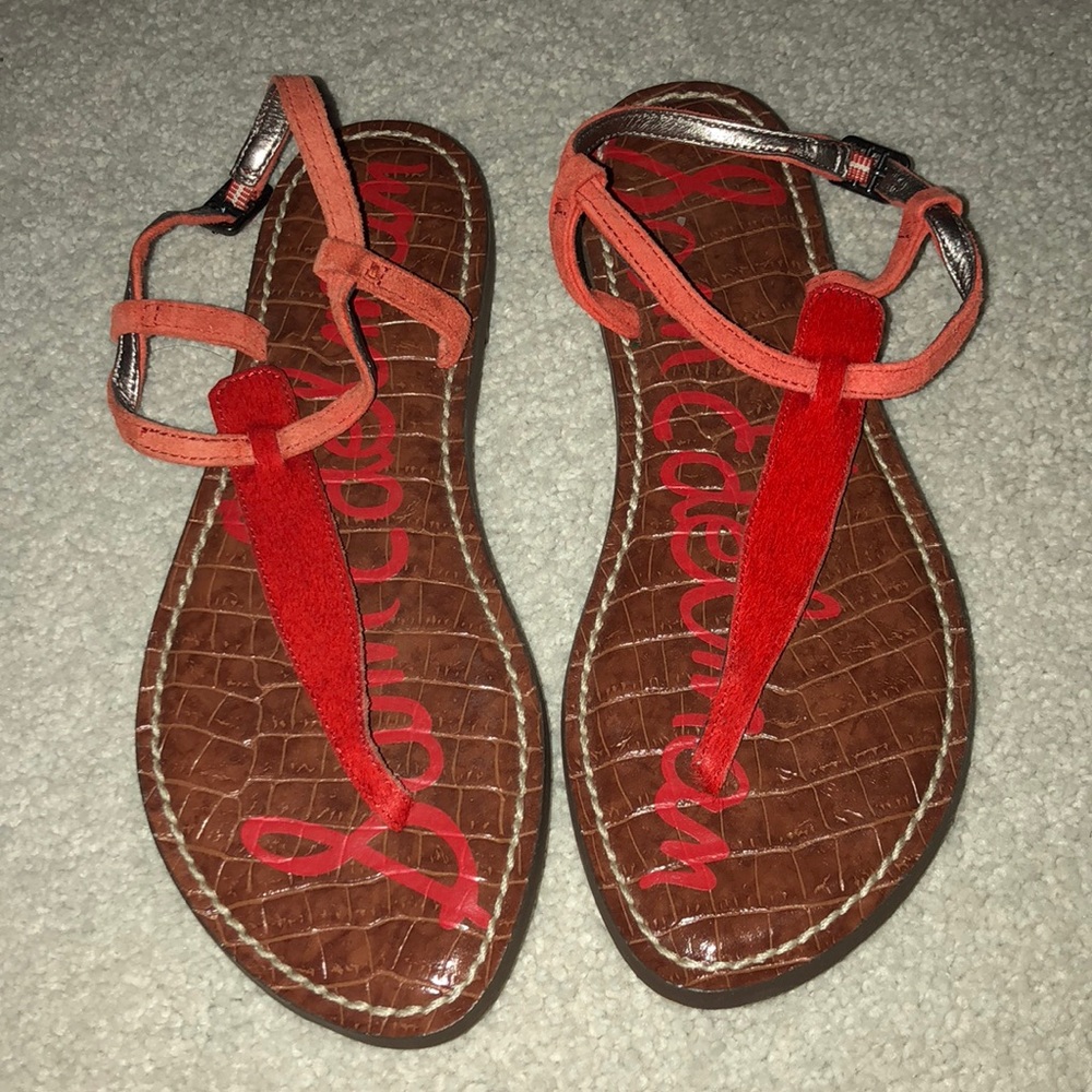 Sam Edelman orange/red Calf Hair Sandals